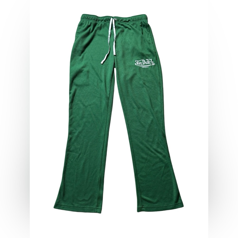 Von Dutch, green waffle knit, lounge pant, medium